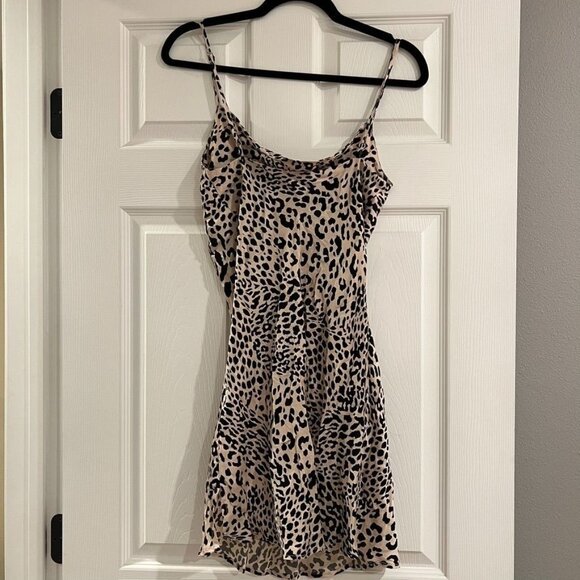 Leopard Print Mini Slip Dress Cowl Neck Size Small - Picture 1 of 5